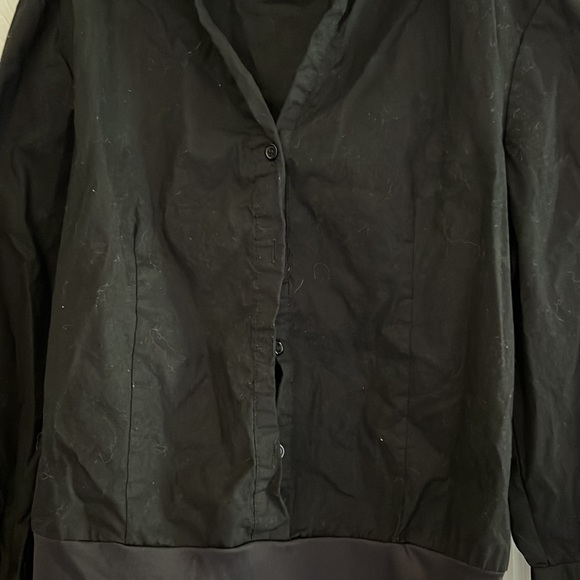 Poplin Button Down Black Bodysuit - Picture 3 of 5